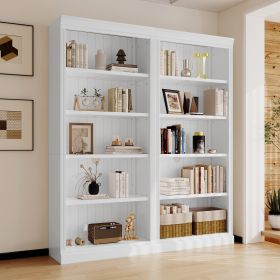 83" Tall Wood Bookcase Suite ,5-Tier Home Decor Bookshelves Suite with Adjustable Shelves,Storage Organizer for CDs/Books/Movies