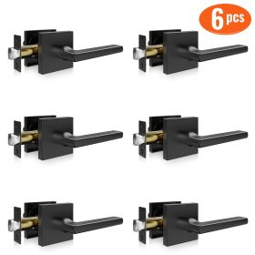 VEVOR Passage Door Handle, 6 Pack Matte Black Door Lever, Left or Right Handing Reversible Lever Non-Locking, 45¬∞ Rotation to Open