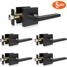 VEVOR Passage Door Handle, 5 Pack Matte Black Door Lever, Left or Right Handing Reversible Lever Non-Locking, 45¬∞ Rotation to Open