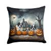 Saint Bernard Spooky Halloween Throw Pillow Machine Washable, Indoor Outdoor Decorative Pillow for Couch, Bed or Patio, 18Hx18W