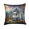 Shih Tzu Spooky Halloween Throw Pillow Machine Washable, Indoor Outdoor Decorative Pillow for Couch, Bed or Patio, 18Hx18W