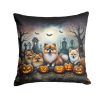 Pomeranian Spooky Halloween Throw Pillow Machine Washable, Indoor Outdoor Decorative Pillow for Couch, Bed or Patio, 18Hx18W