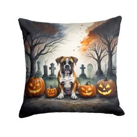 Boxer Spooky Halloween Throw Pillow Machine Washable, Indoor Outdoor Decorative Pillow for Couch, Bed or Patio, 18Hx18W