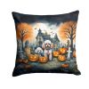 Poodle Spooky Halloween Throw Pillow Machine Washable, Indoor Outdoor Decorative Pillow for Couch, Bed or Patio, 18Hx18W