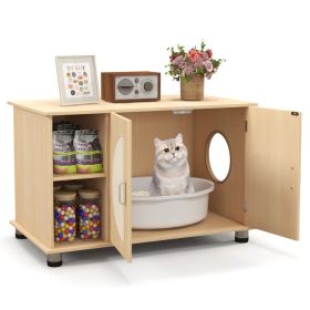 Cat Litter Box Enclosure with Sisal Scratching Doors and Adjustable Metal Feet