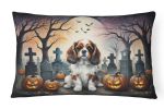 Spooky Halloween Throw Pillow Throw Pillow for Indoor Couch Bed Outdoor Patio Washable, Cavalier Spaniel 2028,12Hx16W