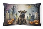 Spooky Halloween Throw Pillow Throw Pillow for Indoor Couch Bed Outdoor Patio Washable, Border Terrier 2019,12Hx16W