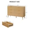 Bedroom Dresser, 6 Double Dressers with Wavy Drawers, Wooden Chest of Drawers for Children's Room, Living Room, Entrance and Hallway, Natural