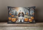 Spooky Halloween Throw Pillow Throw Pillow for Indoor Couch Bed Outdoor Patio Washable, Cavalier Spaniel 2029,12Hx16W