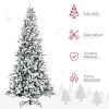 9 Foot Pine Snow Flocked Artificial Christmas Tree with 616 Realistic Cedar Branches, Auto Open, Home Holiday Decoration, Green