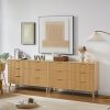 Bedroom Dresser, 6 Double Dressers with Wavy Drawers, Wooden Chest of Drawers for Children's Room, Living Room, Entrance and Hallway, Natural