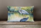 Birds, Birds, Birds Throw Pillow Throw Pillow for Indoor Couch Bed Outdoor Patio Washable, Blue Heron Stalking Prey 7505,12Hx16W