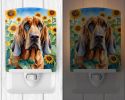 NEW Bloodhound in Sunflowers Ceramic Night Light Compact, UL-Certified, Ideal for Bedroom, Bathroom, Nursery, Hallway, Kitchen, 6x4x3, Multicolor