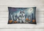 Spooky Halloween Throw Pillow Throw Pillow for Indoor Couch Bed Outdoor Patio Washable, Alaskan Malamute 2006,12Hx16W