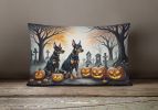 Spooky Halloween Throw Pillow Throw Pillow for Indoor Couch Bed Outdoor Patio Washable, Doberman Pinscher 2038,12Hx16W