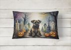 Spooky Halloween Throw Pillow Throw Pillow for Indoor Couch Bed Outdoor Patio Washable, Border Terrier 2019,12Hx16W