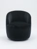 Velvet Fabric Swivel Accent Armchair Barrel Chair With Black Powder Coating Metal Ring,Black