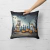 Akita Spooky Halloween Throw Pillow Machine Washable, Indoor Outdoor Decorative Pillow for Couch, Bed or Patio, 18Hx18W