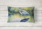 Birds, Birds, Birds Throw Pillow Throw Pillow for Indoor Couch Bed Outdoor Patio Washable, Blue Heron Stalking Prey 7505,12Hx16W