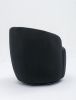 Velvet Fabric Swivel Accent Armchair Barrel Chair With Black Powder Coating Metal Ring,Black