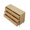 Bedroom Dresser, 6 Double Dressers with Wavy Drawers, Wooden Chest of Drawers for Children's Room, Living Room, Entrance and Hallway, Natural