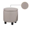 JST Home Decor Upholstered Round Fabric Tufted Footrest 1+1 Ottoman, Ottoman with Storage for Living Room & Bedroom, Decorative Home Furniture, Beige