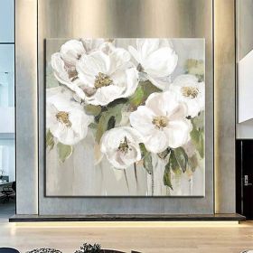 Hand Painted Oil Paintings Hand Painted Wall Art Flower Modern Abstract Living Room Hallway Bedroom Luxurious Decorative Painting (Style: 1, size: 100x100cm)