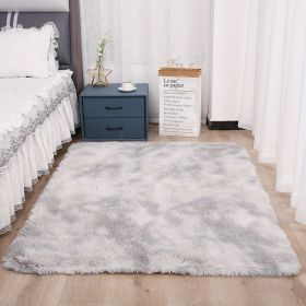 1pc, Tie-Dyed Plush Shag Furry Area Rug for Bedroom, Living Room, Nursery, and Kids Room - Ultra Soft and Fluffy, Washable, Non-Shedding (Color: Tie-dye Light Gray, size: 62.99*78.74inch)