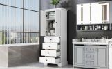 Storage Cabinet with 2 Doors and 4 Drawers for Bathroom, Office, Adjustable Shelf, MDF Board with Painted Finish