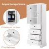 Storage Cabinet with 2 Doors and 4 Drawers for Bathroom, Office, Adjustable Shelf, MDF Board with Painted Finish