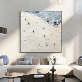 Original Painting on Canvas Ski Sport Oil Painting Snow Scene Painting Large Wall Art Custom Painting Home Decor Living room Wall Art (Style: 1, size: 80x80cm)