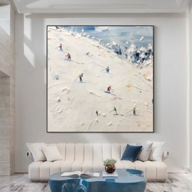 Original Painting on Canvas Ski Sport Oil Painting Snow Scene Painting Large Wall Art Custom Painting Home Decor Living room Wall Art (Style: 1, size: 50x50cm)