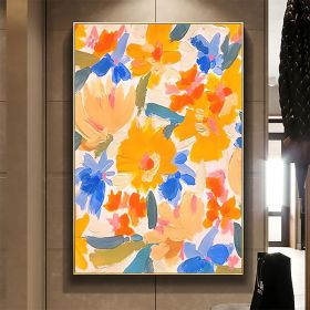 Handmade Oil Painting Canvas Wall Art Decor Original Orange Flower Painting Abstract Floral Painting Living Room Hallway Bedroom Luxurious Decorative (Style: 1, size: 100x150cm)