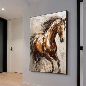 Large Abstract Horse Oil Painting on Canvas 100% Hand Painted Running Horses Art Original Animal Painting,Brown Horse Living Room Home Decor (Style: 1, size: 70x100cm)