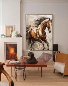 Large Abstract Horse Oil Painting on Canvas 100% Hand Painted Running Horses Art Original Animal Painting,Brown Horse Living Room Home Decor (Style: 1, size: 80x120cm)