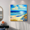 Handmade Oil Painting Canvas Wall Art Decor Original The Blue Ocean Abstract Scenery Painting for Home Decor  Living Room hallway bedroom luxurious de