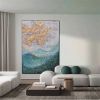 Handmade Hand Painted Oil Painting On Canvas Wall Art Gold Green Mountain Living Room Hallway Bedroom Luxurious Decorative Painting