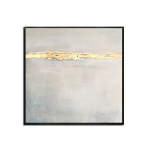 Handmade Gold Foil Abstract Oil Painting Top Selling Wall Art Modern White Color Picture Canvas Home Decor For Living Room No Frame (size: 60x60cm)