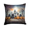 Keeshond Spooky Halloween Throw Pillow Machine Washable, Indoor Outdoor Decorative Pillow for Couch, Bed or Patio, 18Hx18W