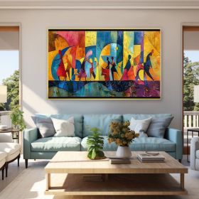 Large Abstract Colored Figures Oil Painting on Canvas Wall Art Picasso Art Original Famous Painting Trendy Wall Art Living Room Home Decor (Style: 1, size: 50x70cm)