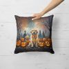 Golden Retriever Spooky Halloween Throw Pillow Machine Washable, Indoor Outdoor Decorative Pillow for Couch, Bed or Patio, 18Hx18W