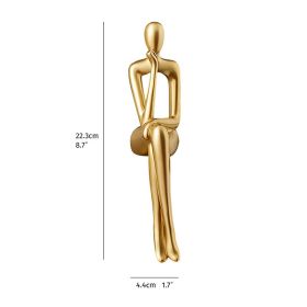 Golden Sitting Abstract Sculpture for Modern Home Decor - Creative Art Piece (Color: Golden - Drag Face)