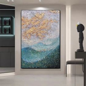 Handmade Hand Painted Oil Painting On Canvas Wall Art Gold Green Mountain Living Room Hallway Bedroom Luxurious Decorative Painting (Style: 1, size: 150x220cm)