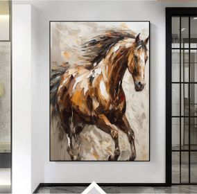 Large Abstract Horse Oil Painting on Canvas 100% Hand Painted Running Horses Art Original Animal Painting,Brown Horse Living Room Home Decor (Style: 1, size: 90x130cm)