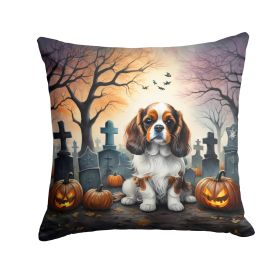 Cavalier Spaniel Spooky Halloween Throw Pillow Machine Washable, Indoor Outdoor Decorative Pillow for Couch, Bed or Patio, 18Hx18W (Default: Default)