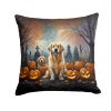 Golden Retriever Spooky Halloween Throw Pillow Machine Washable, Indoor Outdoor Decorative Pillow for Couch, Bed or Patio, 18Hx18W