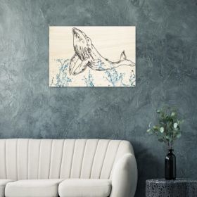 Wood Print Wall Art Graceful Whale Leap Design By HadiArts (size: 24x36)