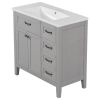 36' Bathroom Vanity with Sink Combo;  White Bathroom Cabinet with Drawers;  Solid Frame and MDF Board