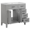 36' Bathroom Vanity with Sink Combo;  White Bathroom Cabinet with Drawers;  Solid Frame and MDF Board