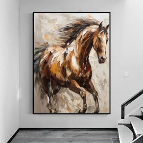 Large Abstract Horse Oil Painting on Canvas 100% Hand Painted Running Horses Art Original Animal Painting,Brown Horse Living Room Home Decor (Style: 1, size: 60x90cm)